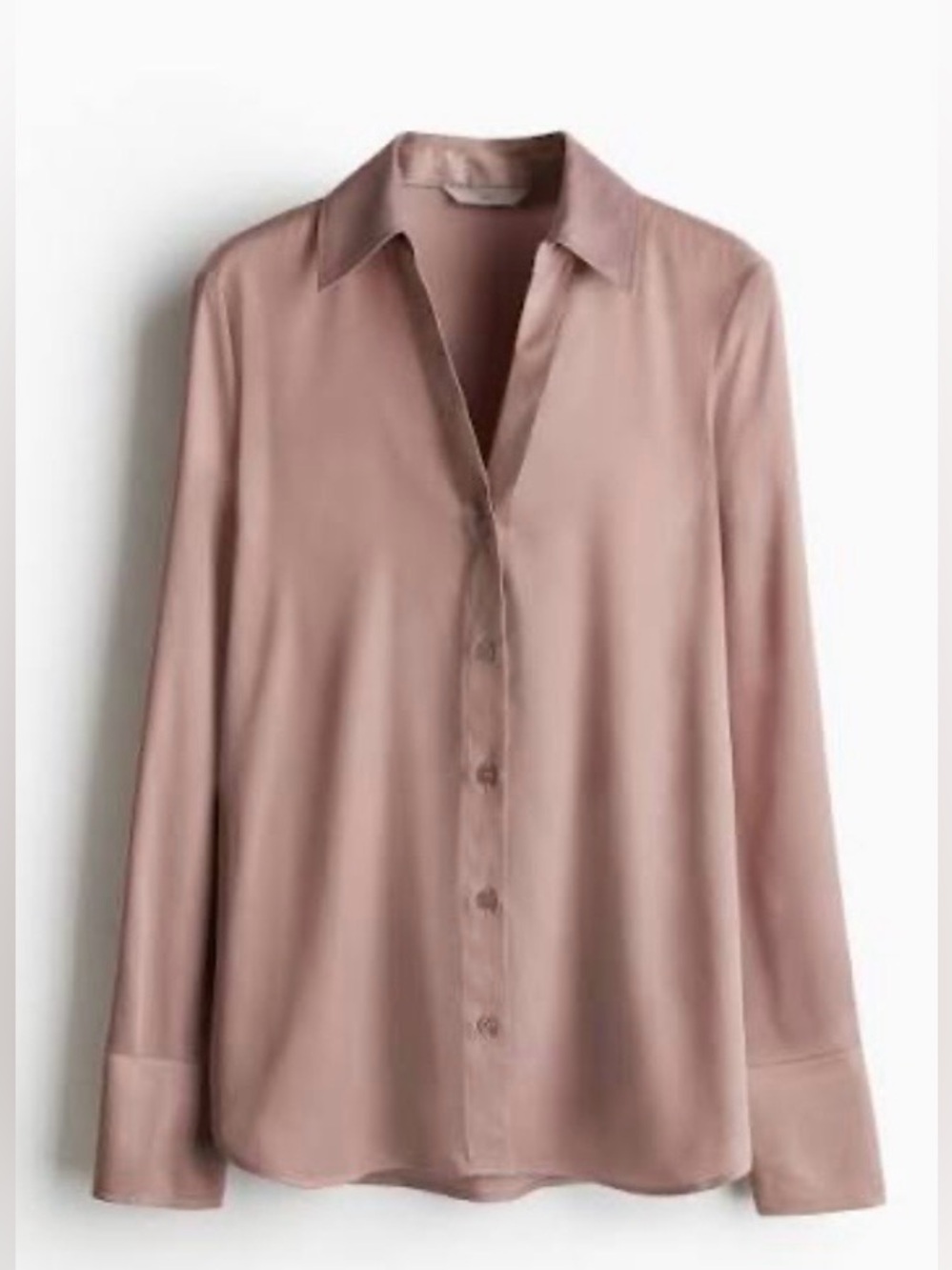 NWT! H&M Silky V-Neck Dusty Rose Button-Front Women’s Blouse